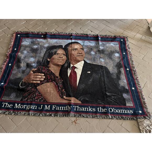 President Barack Obama Michelle Obama Woven Tapestry Throw Blanket 54" X 72" - Picture 1 of 5